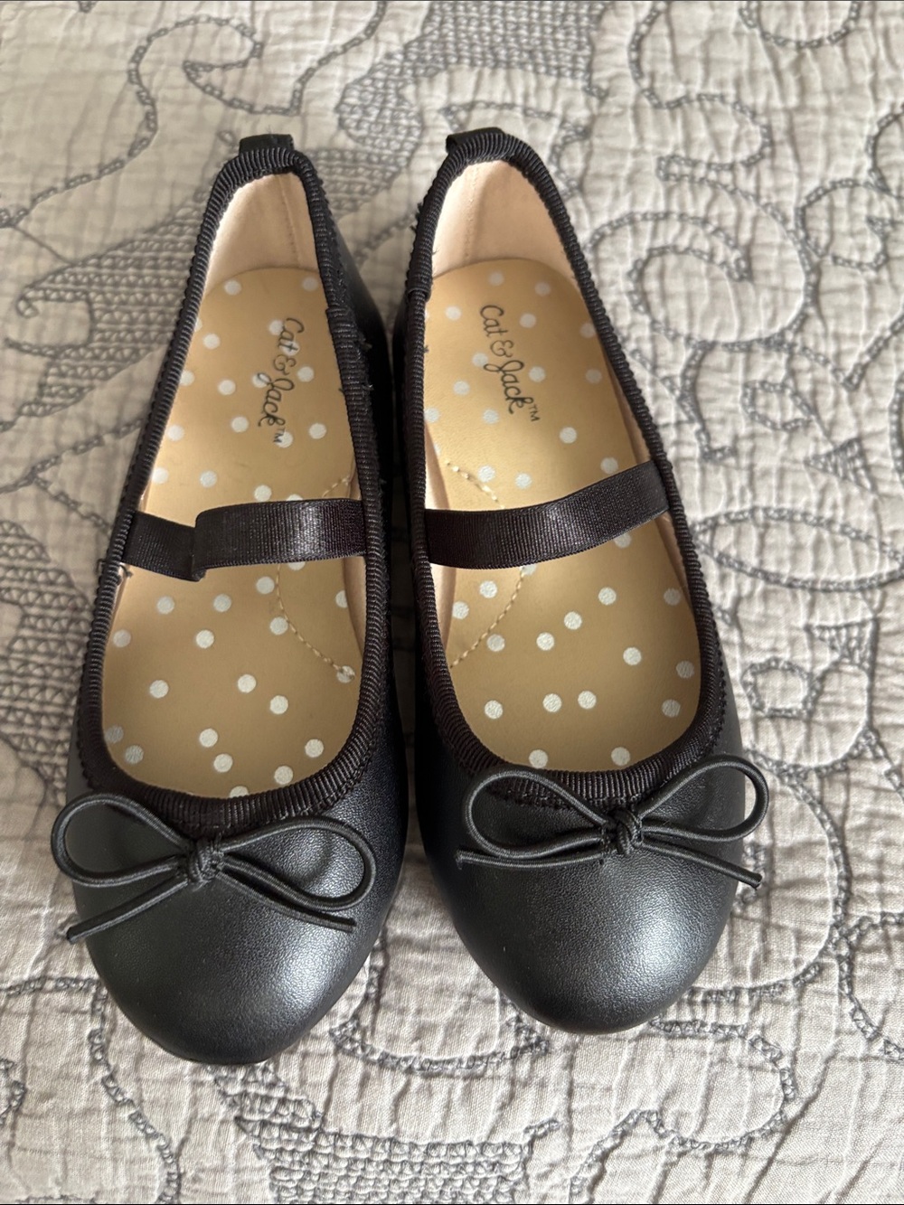 Cat & Jack Black Girls' Mary Jane Ballet Flats with Bow